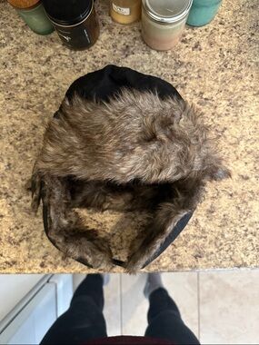 Faux Fur Trapper Hat - Brown and Black